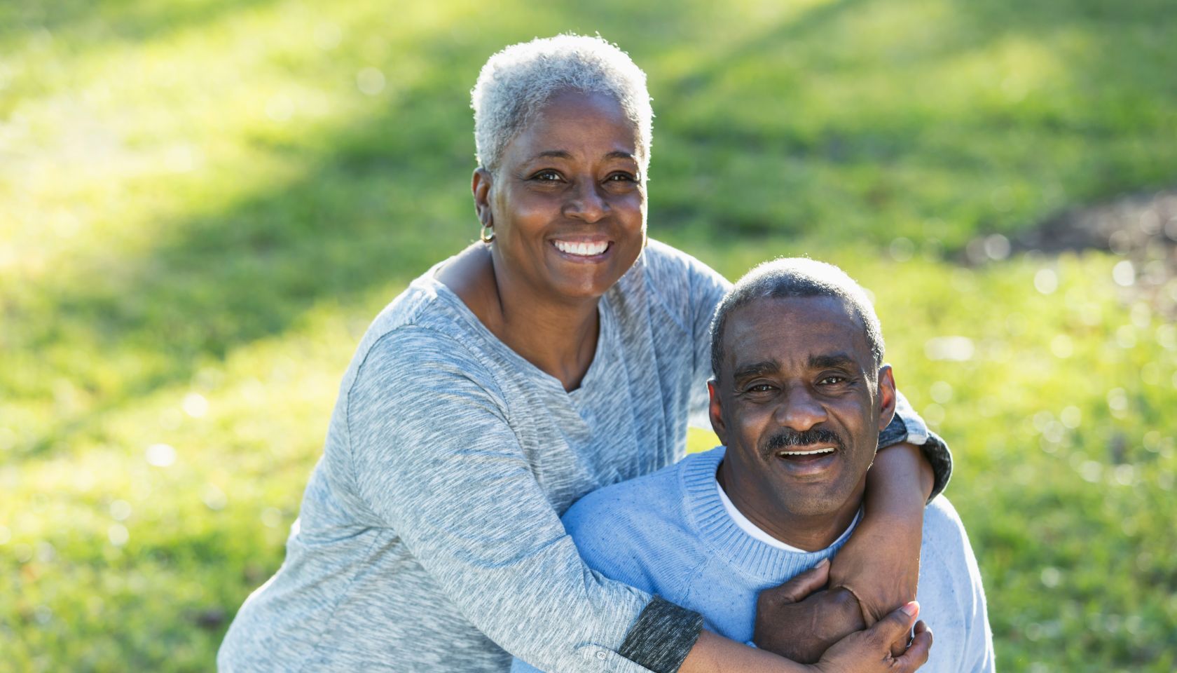 Loving senior African American couple